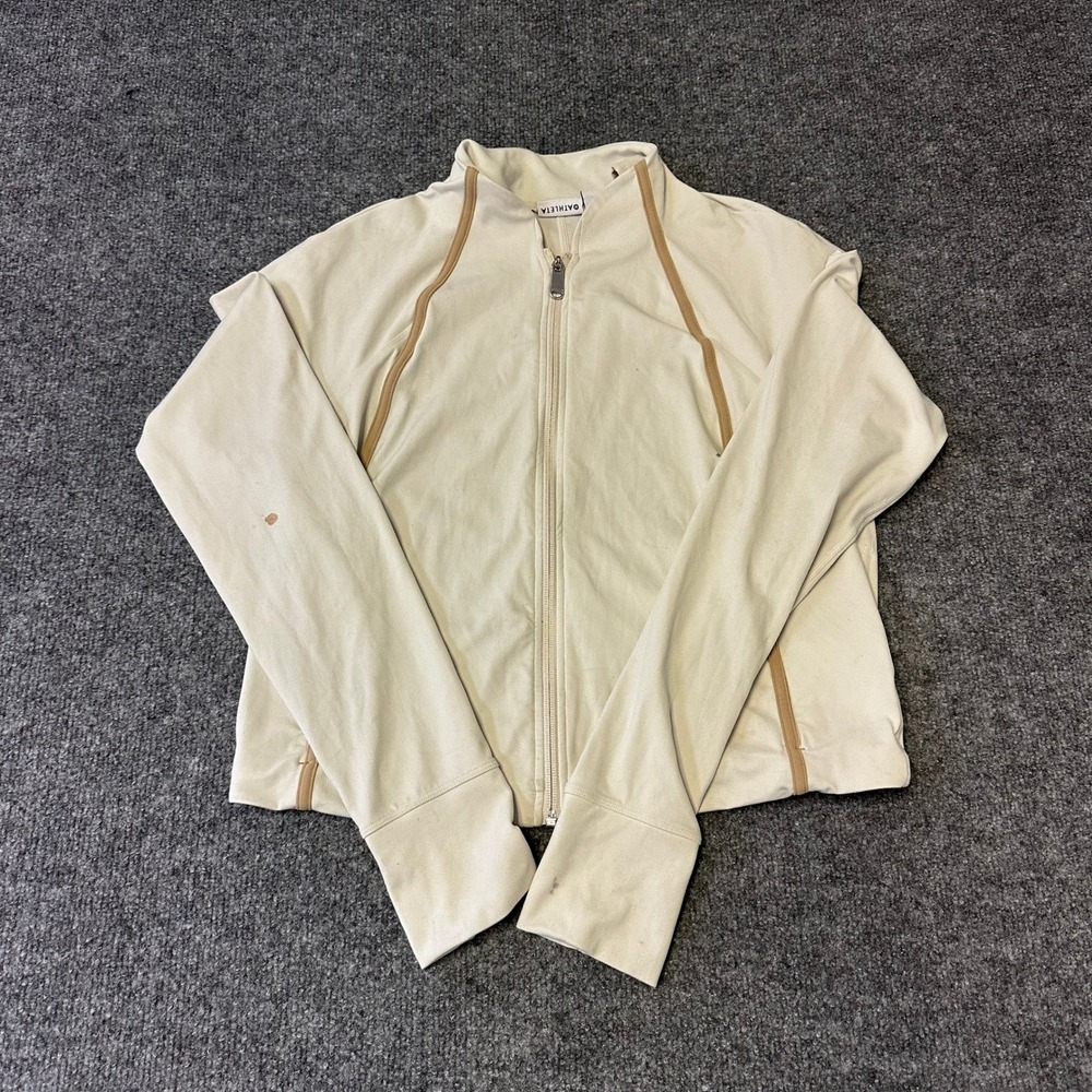 Athleta Jacket Womens Size L Beige Full Zip Mock Neck Thumbhole Athletic Yoga
